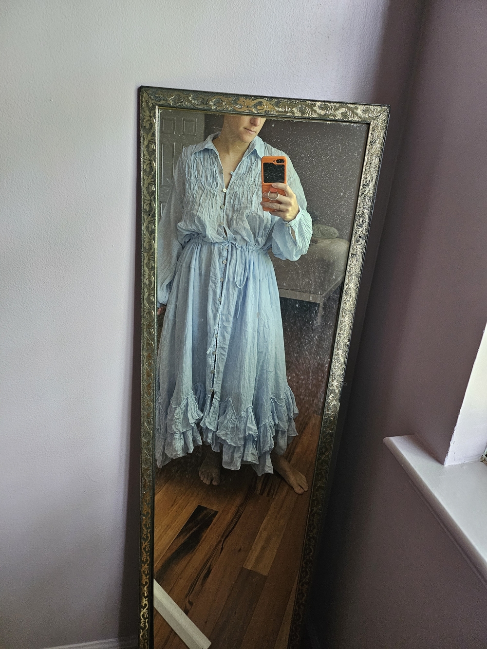 Free People Sea La Vie Midi Dress, Xs Nwt In Blue Snowflake - Picture 10 of 11